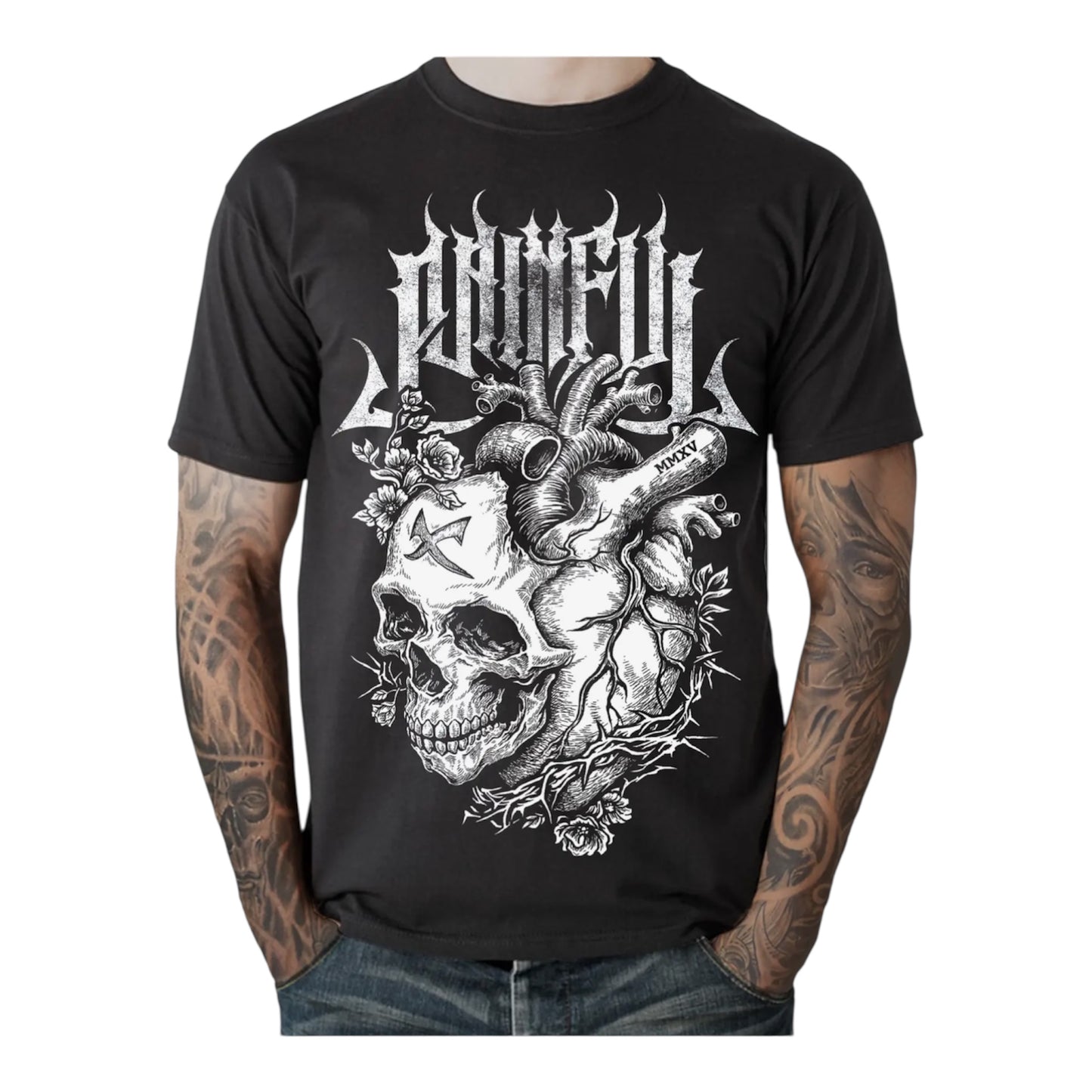 T-shirt Skull Heart- Painful